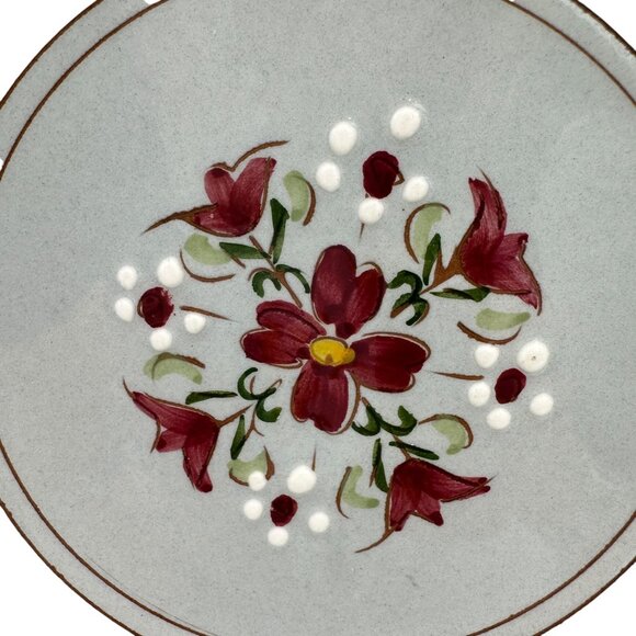 Stangl Pottery Garland Plate 6.5 inch Gray Red Trim Floral Accents - Picture 2 of 4